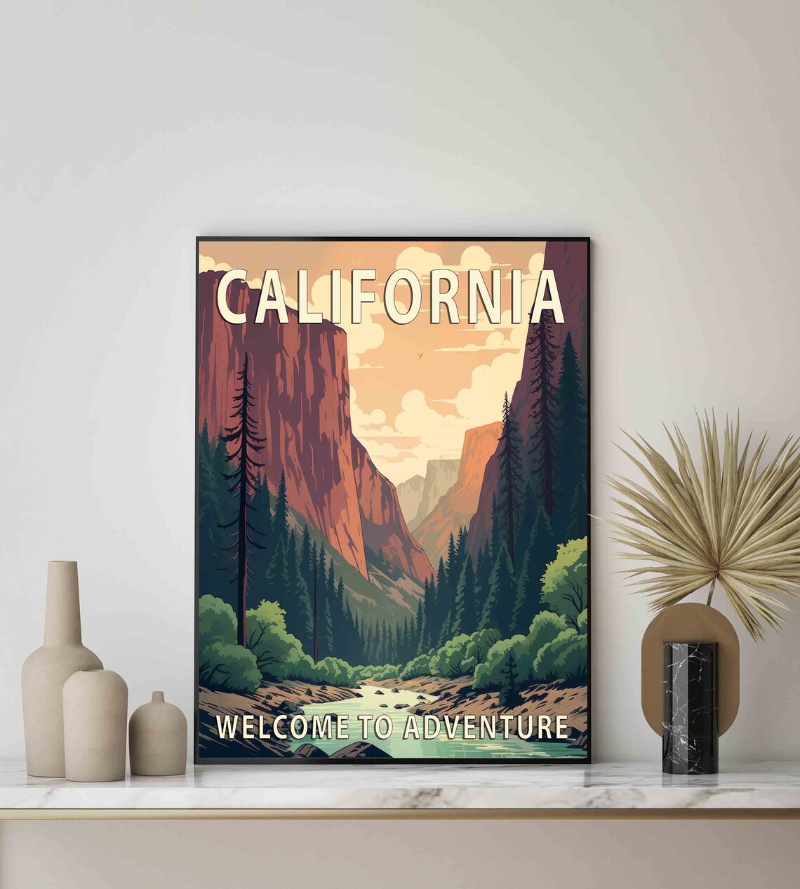 California Welcome to Adventure Red Rock Canyon River Travel Poster - Image 3