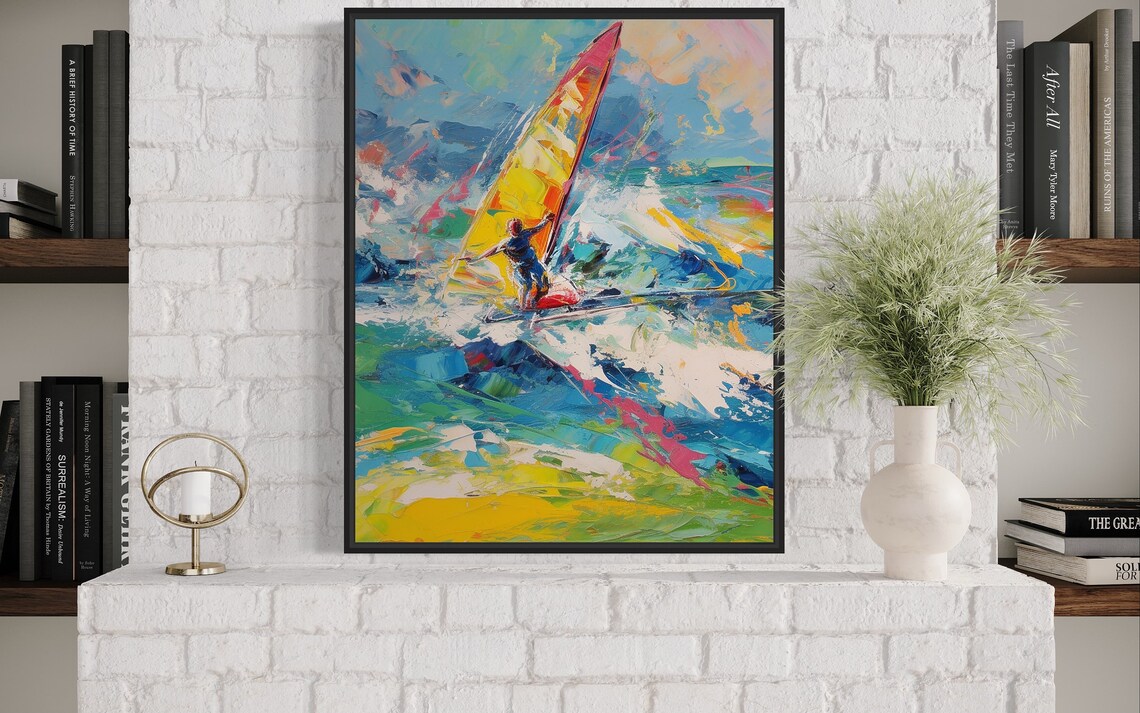 Wind Surfing Abstract Painting Art Print Colorful Abstract Wall Art Poster - Image 3