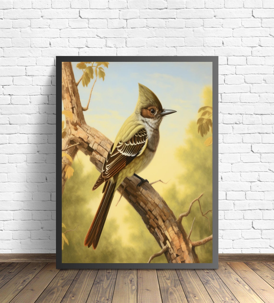Great Crested Flycatcher Perched on a Tree Branch Vintage Bird Poster - Image 3