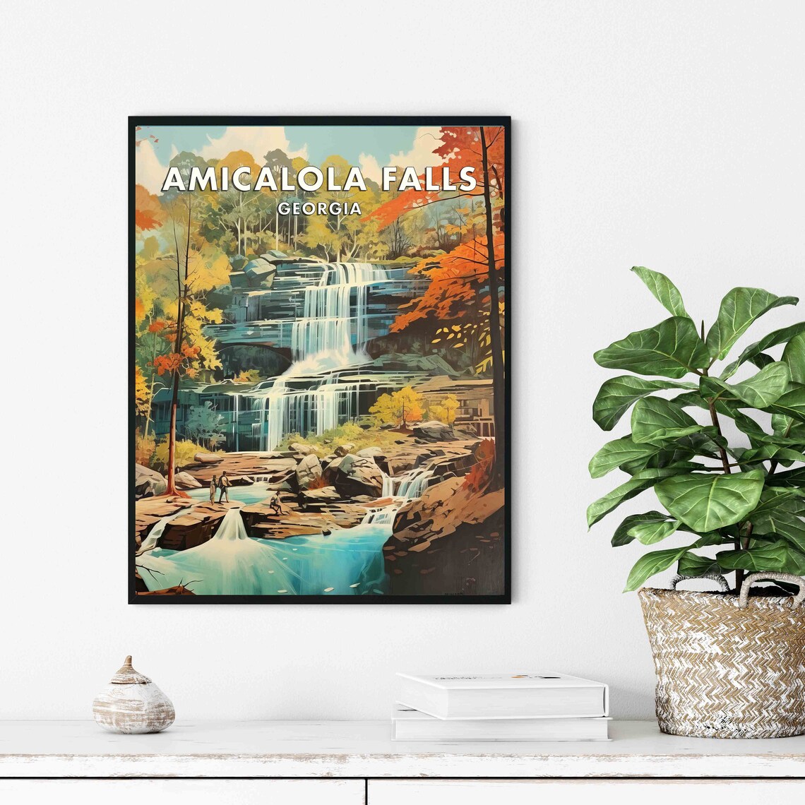 Amicalola Falls Georgia Autumn Cascading Waterfall Travel Poster - Image 3