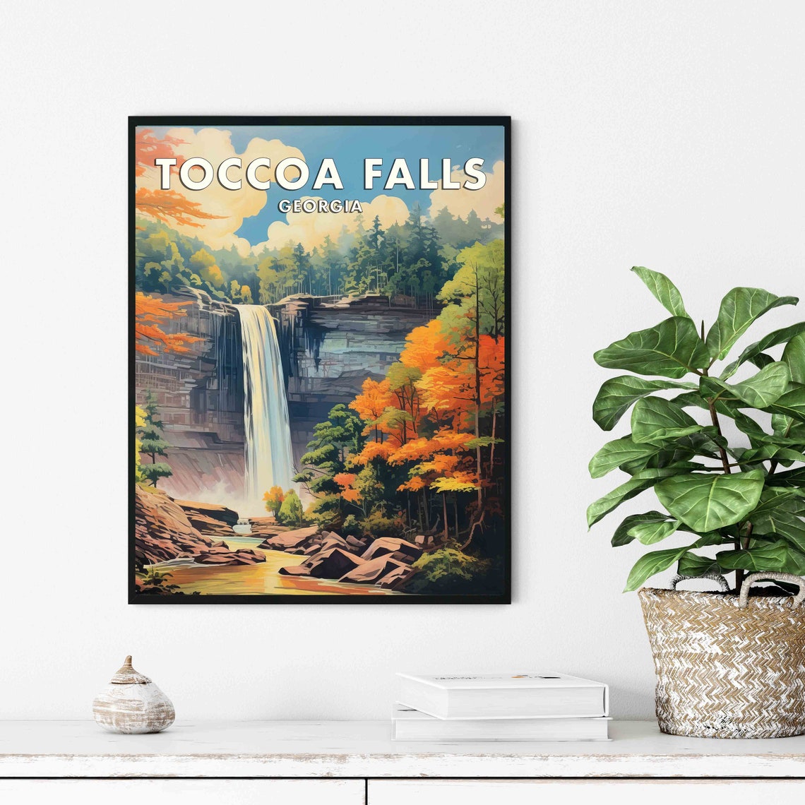 Toccoa Falls Georgia Autumn Forest Towering Waterfall Poster - Image 3