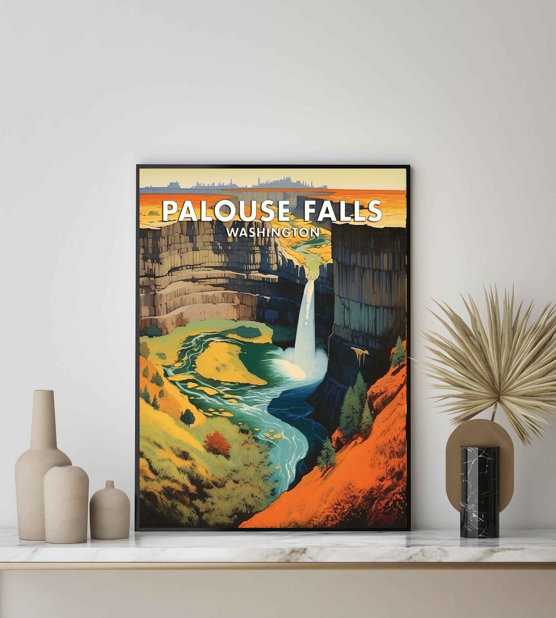 Palouse Falls Washington Basalt Canyon Waterfall Travel Poster - Image 2