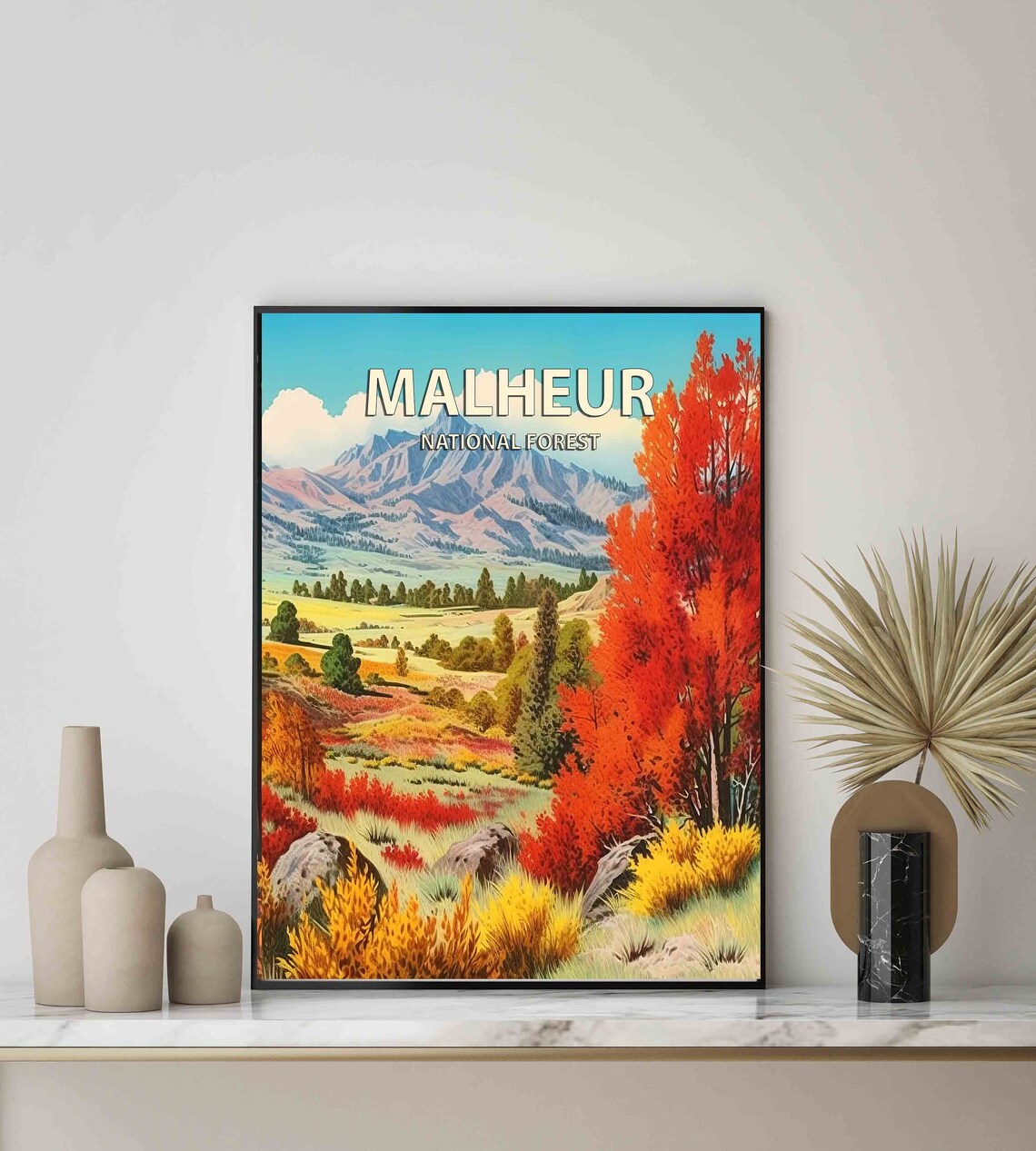 Malheur National Forest Autumn Foliage Mountain Retro Travel Poster - Image 3