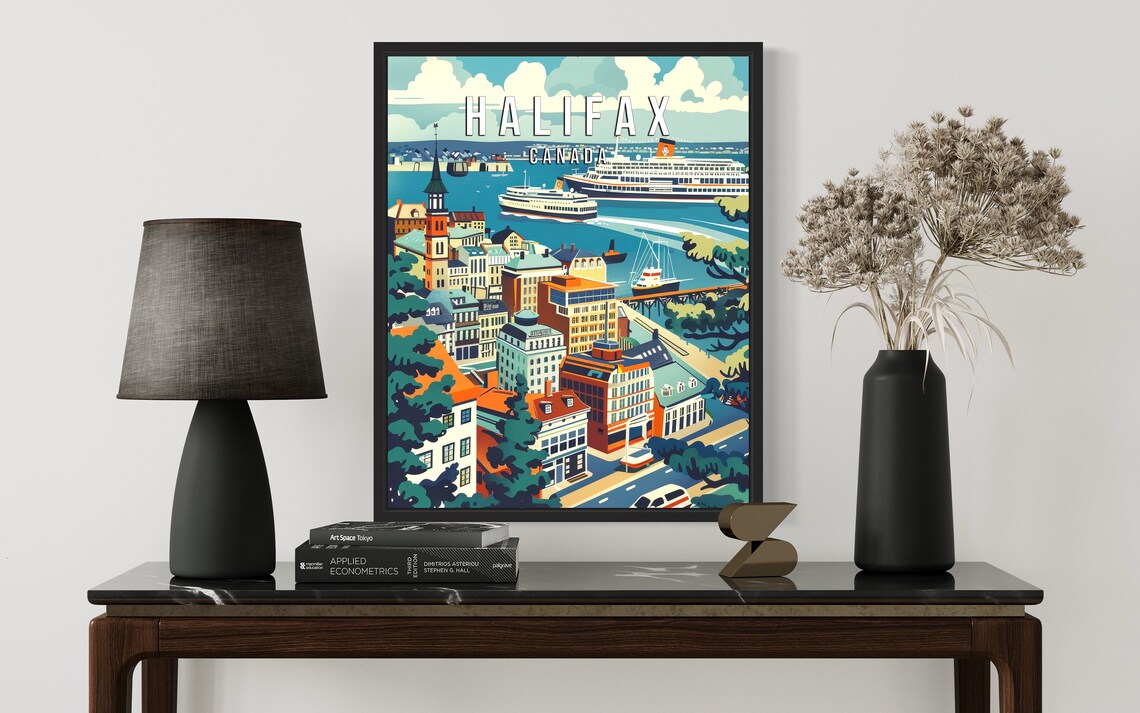 Halifax Canada Historic Seaport Skyline Vintage Travel Poster - Image 2