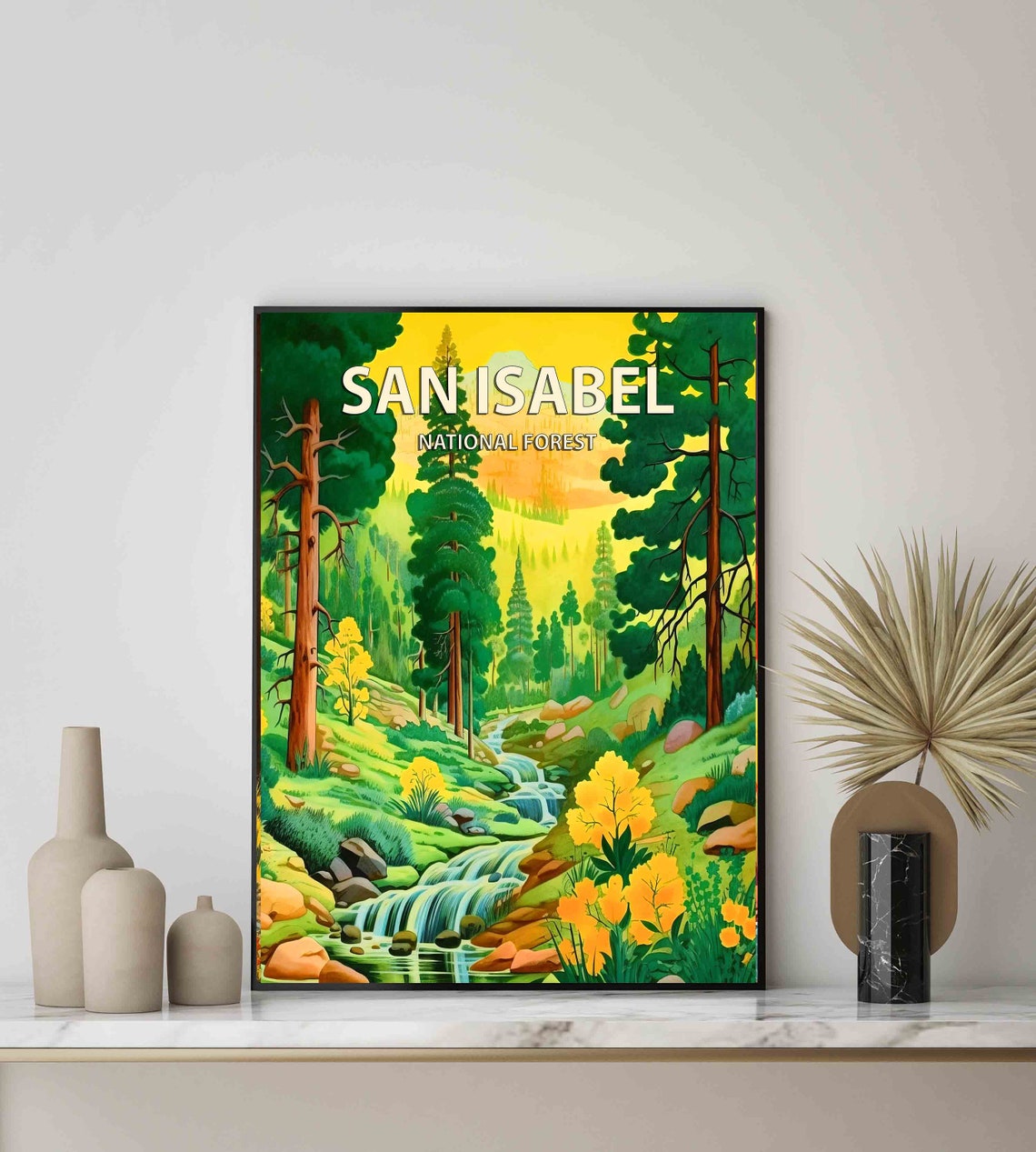 San Isabel National Forest Pine Stream Wildflower Retro Travel Poster - Image 3