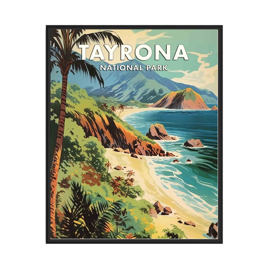 Tayrona National Park Tropical Palm Beach Cove Travel Poster