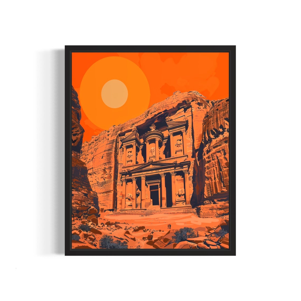 Petra Jordan Ancient Treasury Sunset Desert Landmark Art Poster