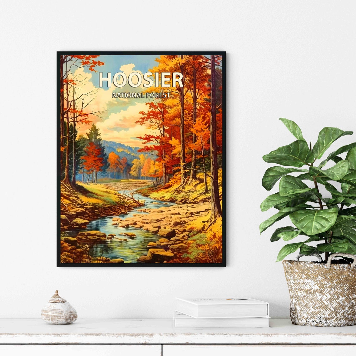 Hoosier National Forest Autumn Stream Fall Foliage Vintage Poster - Image 2