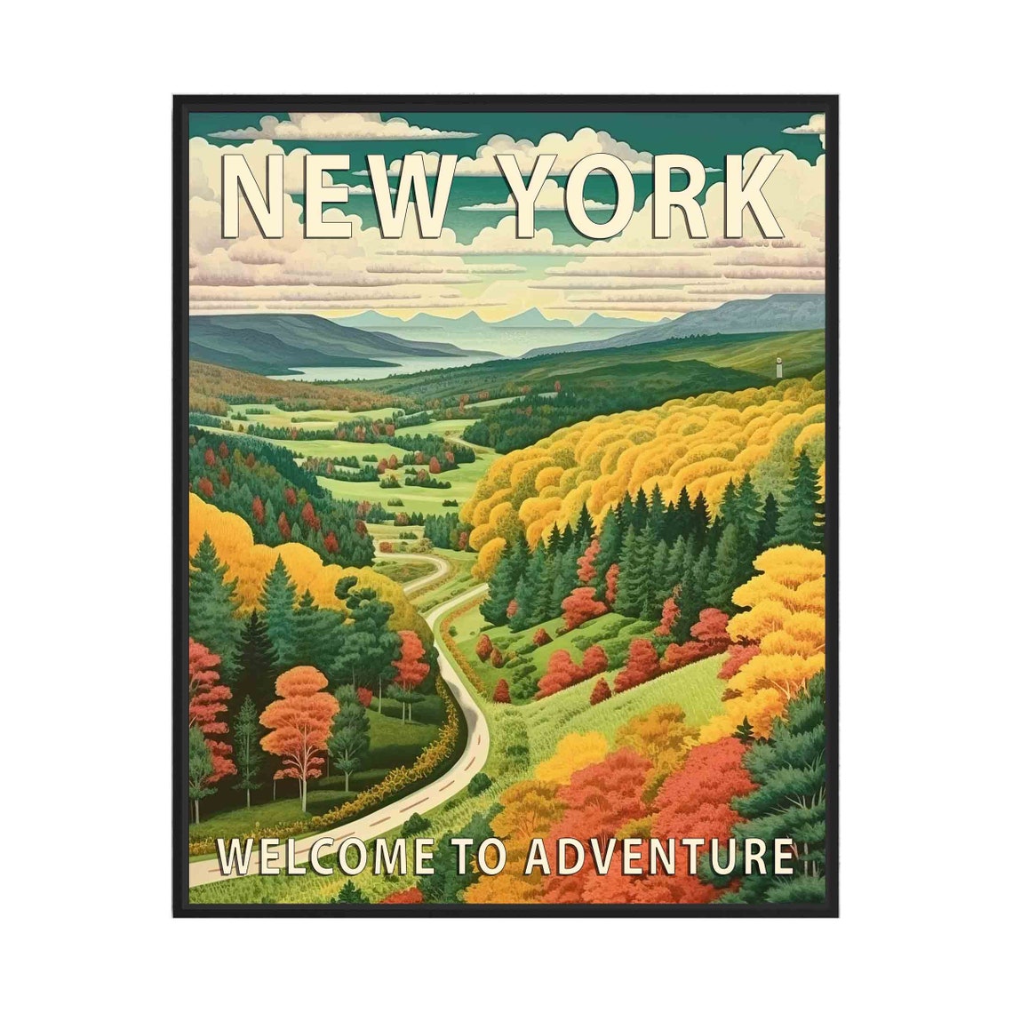 New York Fall Foliage Adventure Scenic Landscape Travel Poster