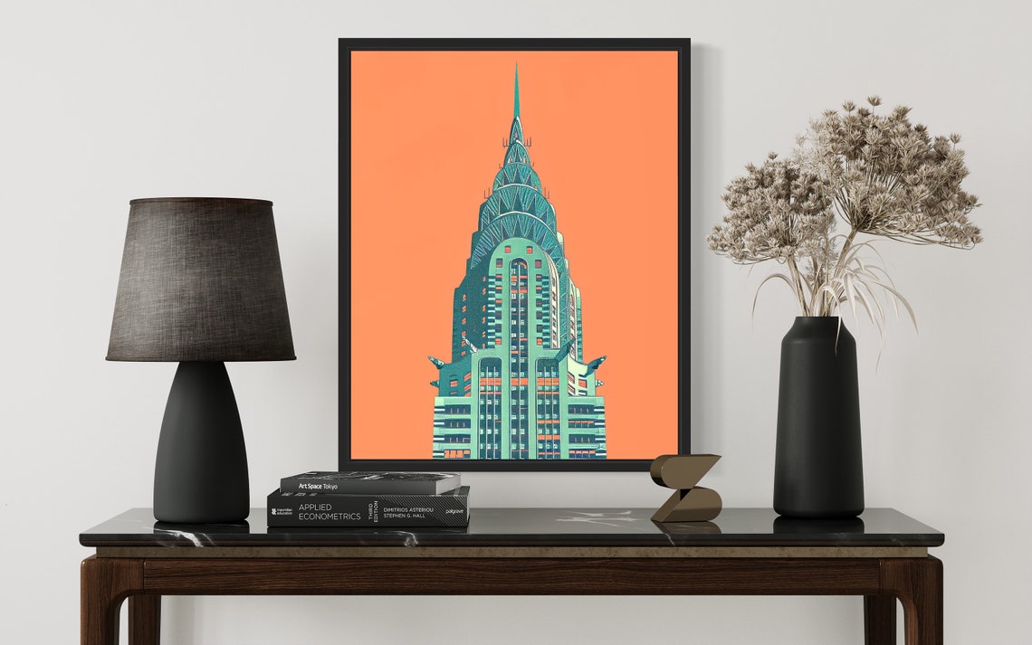 Chrysler Building Art Deco New York Orange Skyscraper Tower Poster - Image 3