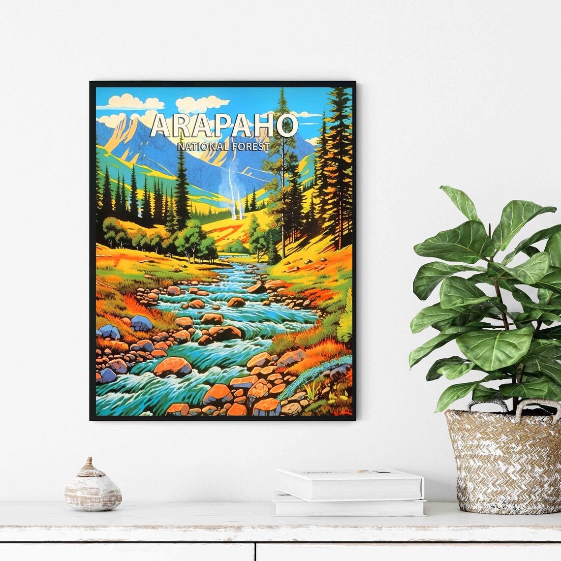 Arapaho National Forest Rocky Stream Valley Retro Travel Poster - Image 2