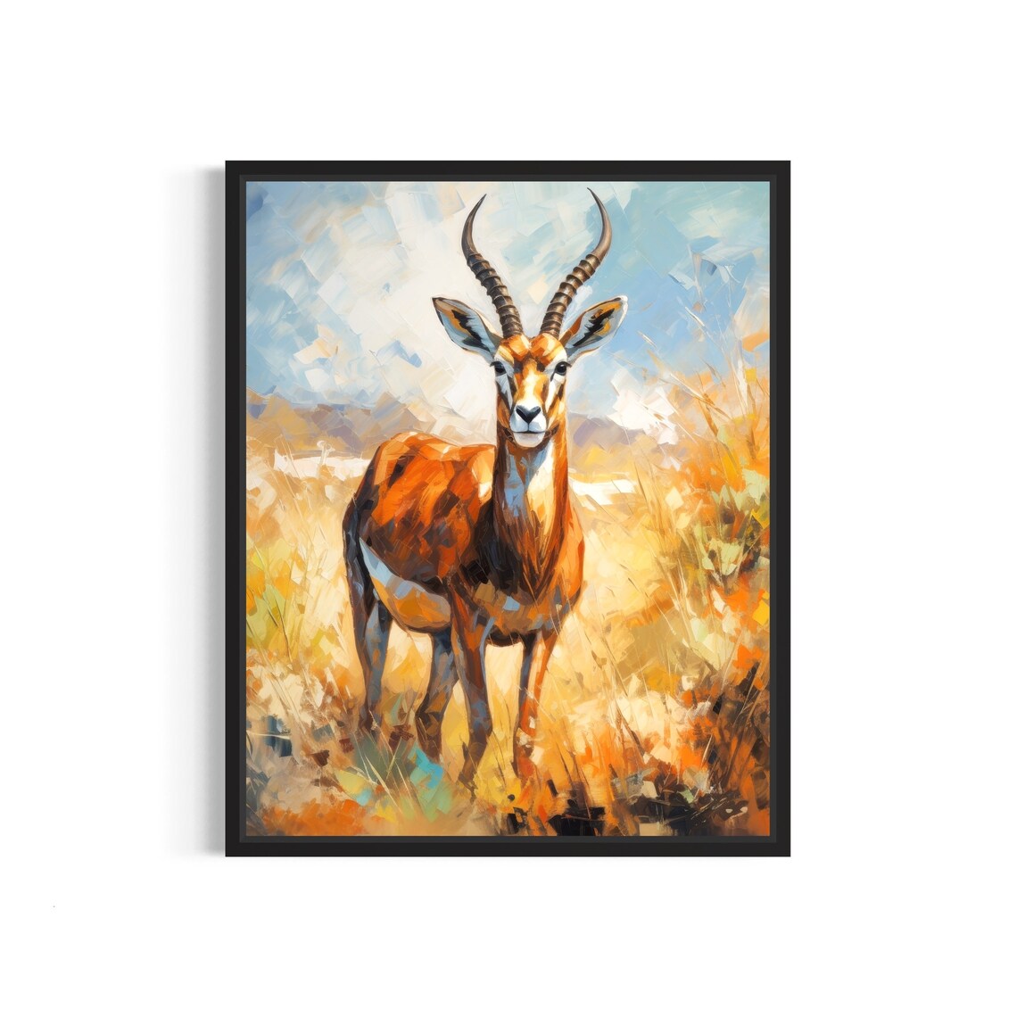 Majestic Gazelle Portrait Golden Savanna Wildlife Art Poster