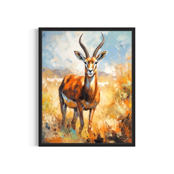 Majestic Gazelle Portrait Golden Savanna Wildlife Art Poster