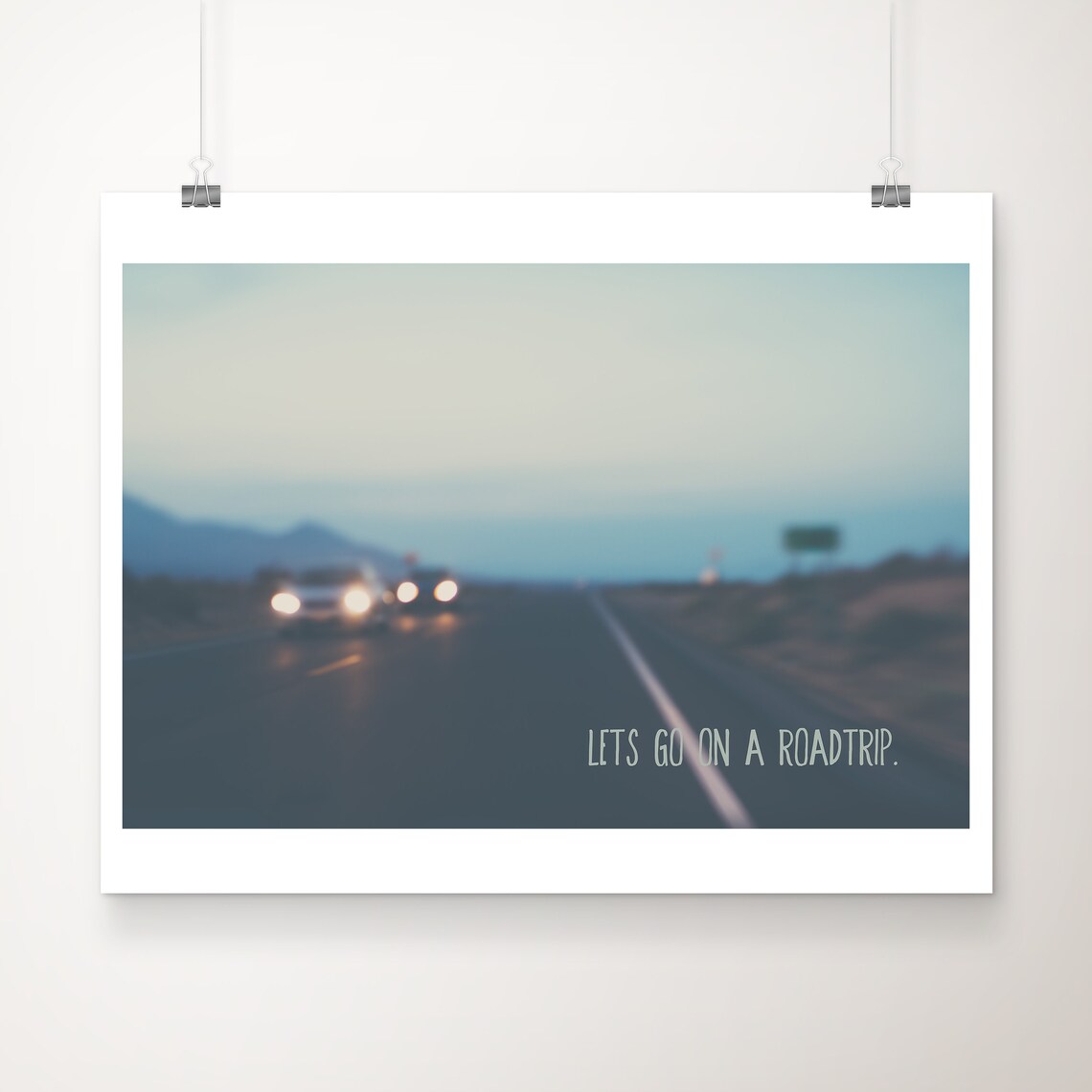 Lets Go On A Roadtrip Dusk Highway Headlights Dreamy Photo Poster