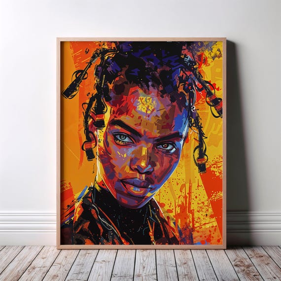 Black Wall Art African Print Afrocentric Afrofuturistic Urban Colourful