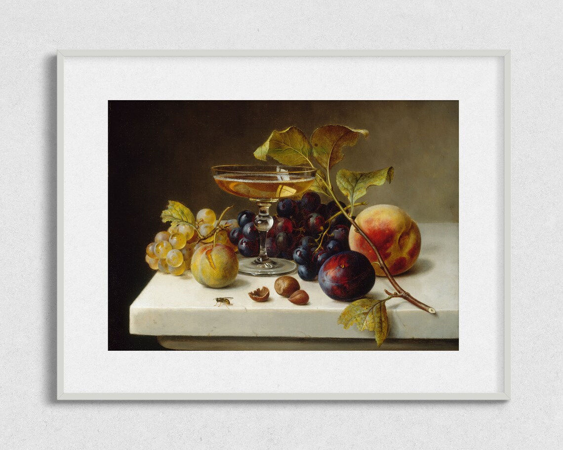 Vintage Still Life Painting, Dining Room Art Print