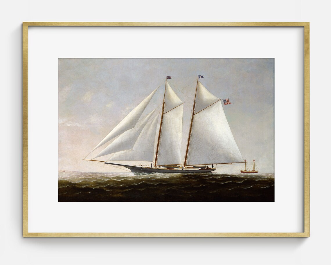 Antique Nautical Sailing Ship Art Print, Lake House Decor - Image 2