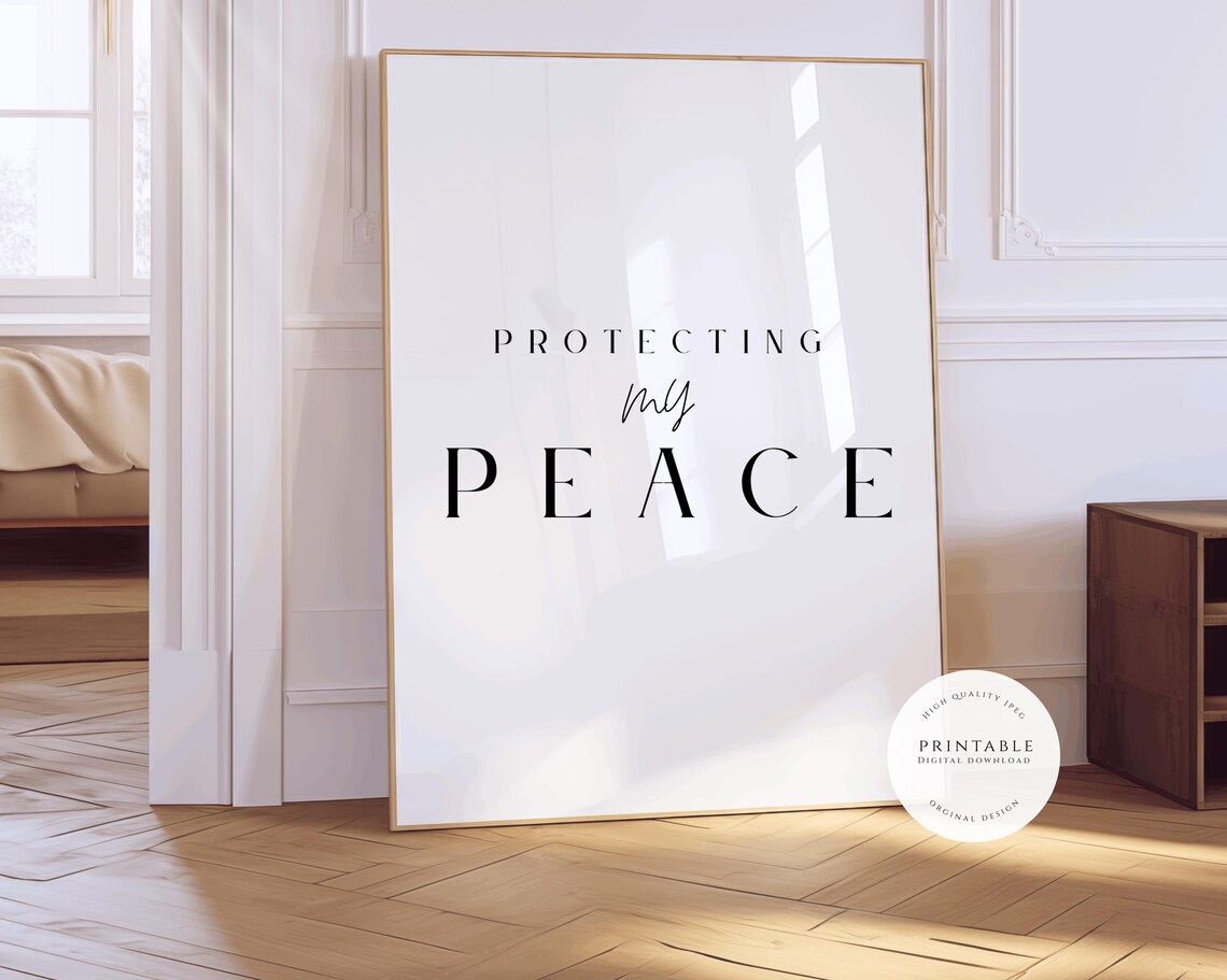 Protecting My Peace Elegant Serif Self Care Boundary Quote Poster - Image 3