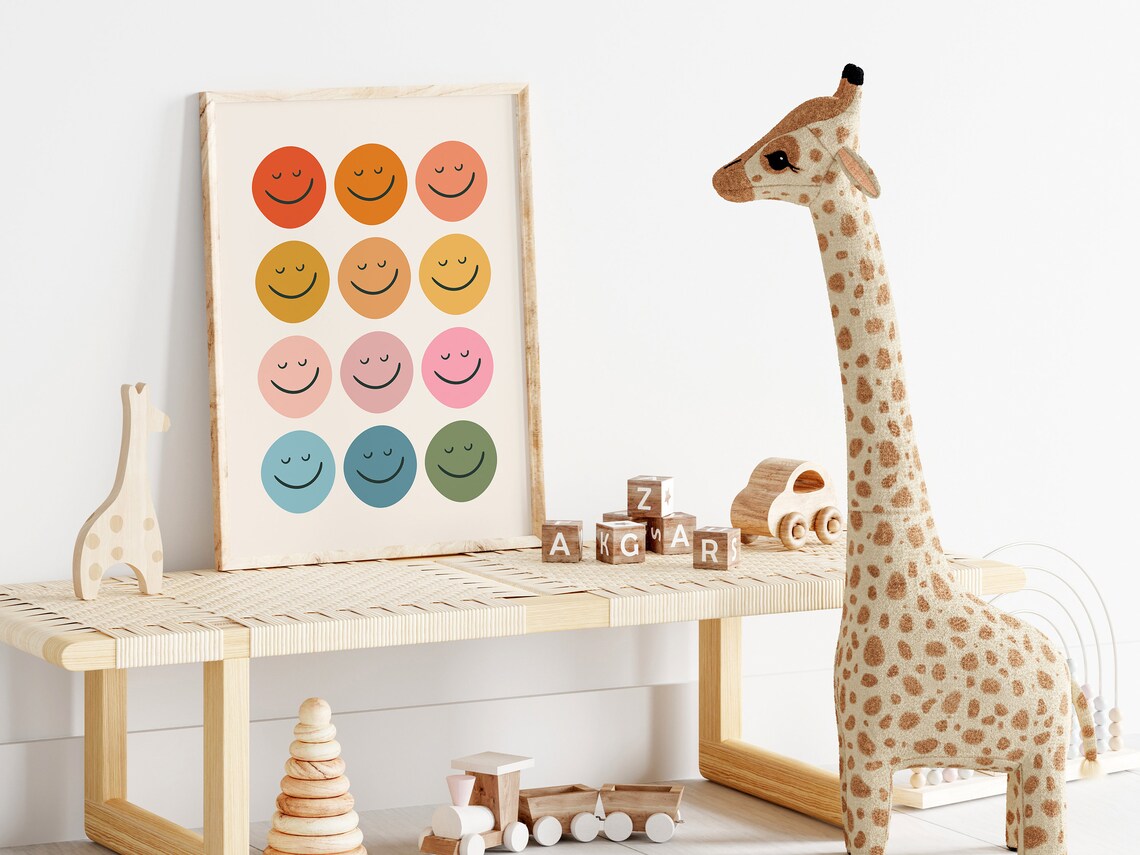 Retro Smiley Face Rainbow Print for Kids Rooms - Image 4