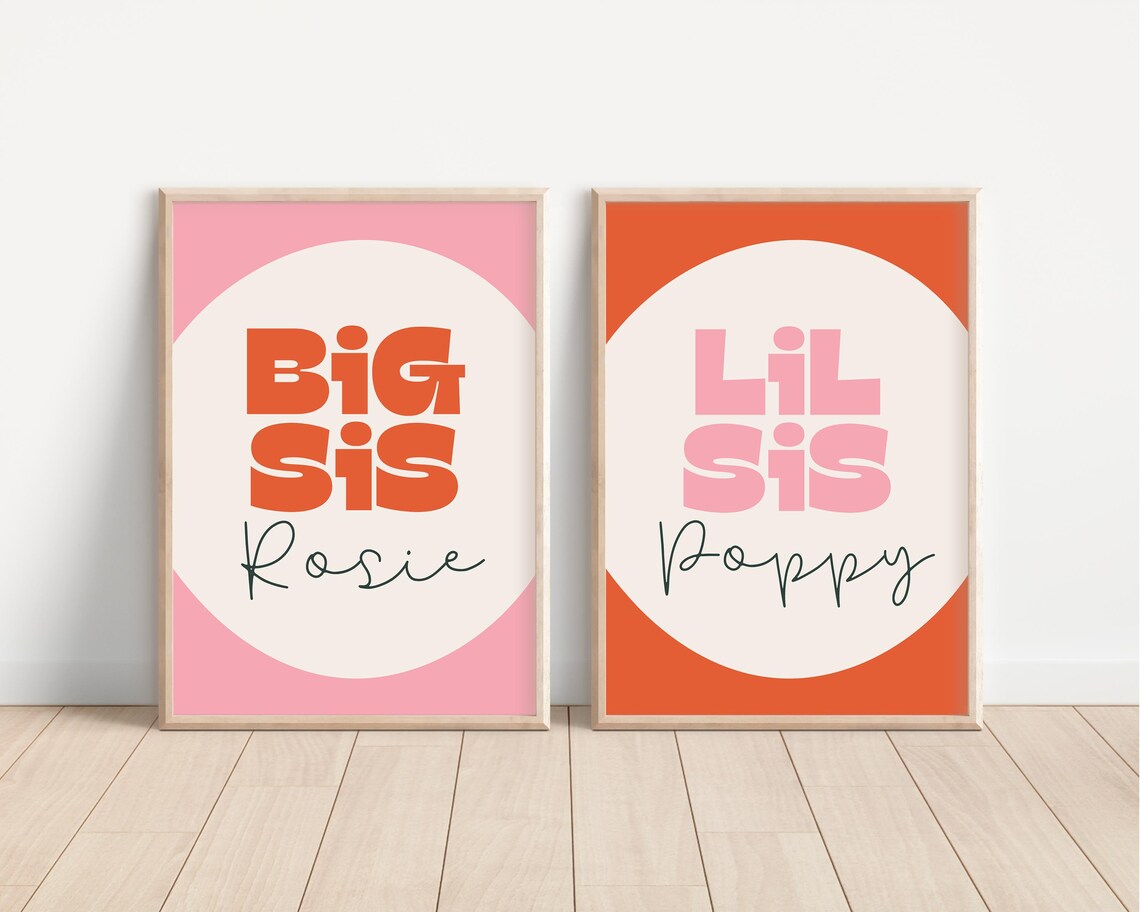 Sibling Print Bundle, Funky Retro Font Poster