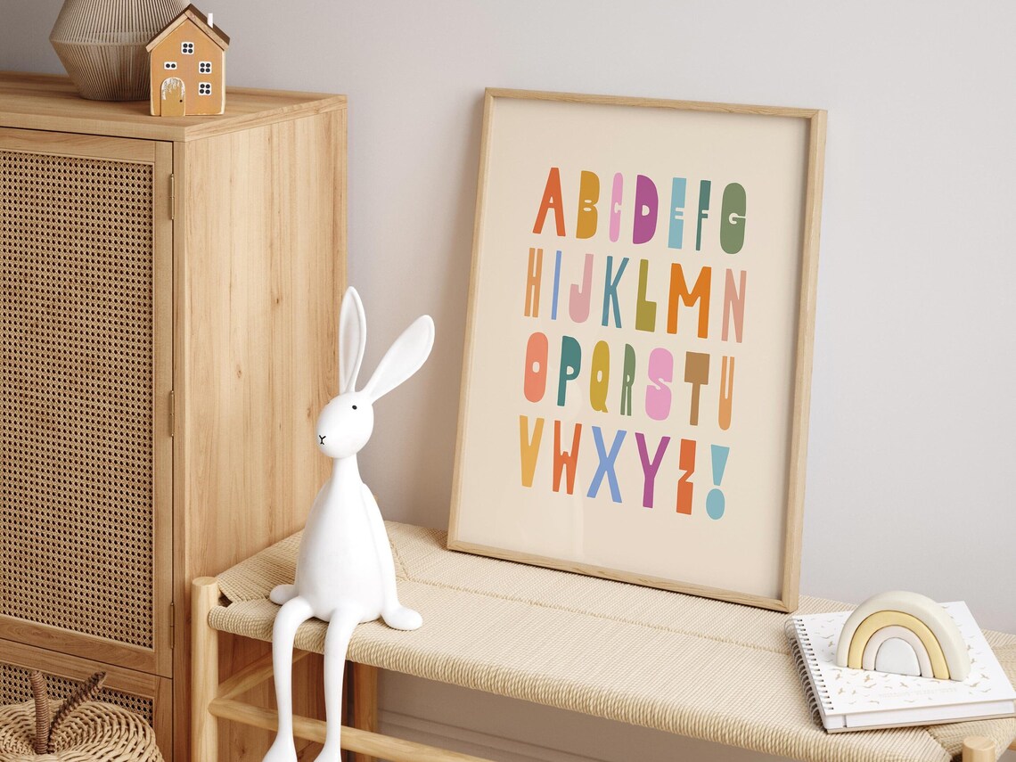 Alphabet Kids Retro Modern Typography Art Print