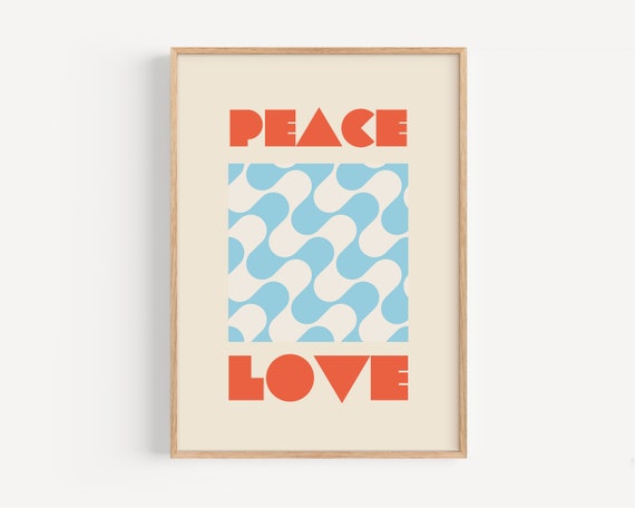 Peace Love Kids Room Abstract Squiggles Art Print