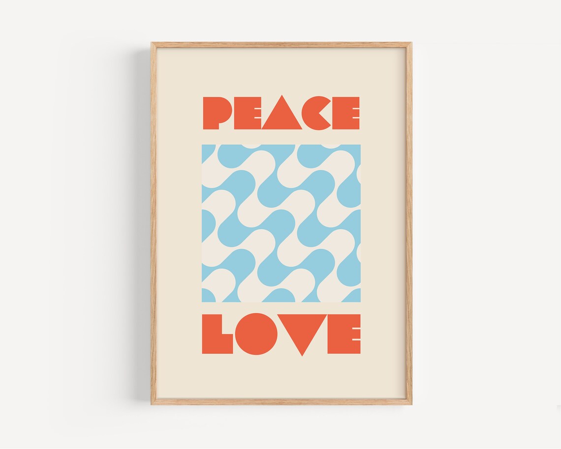 Peace Love Kids Room Abstract Squiggles Art Print