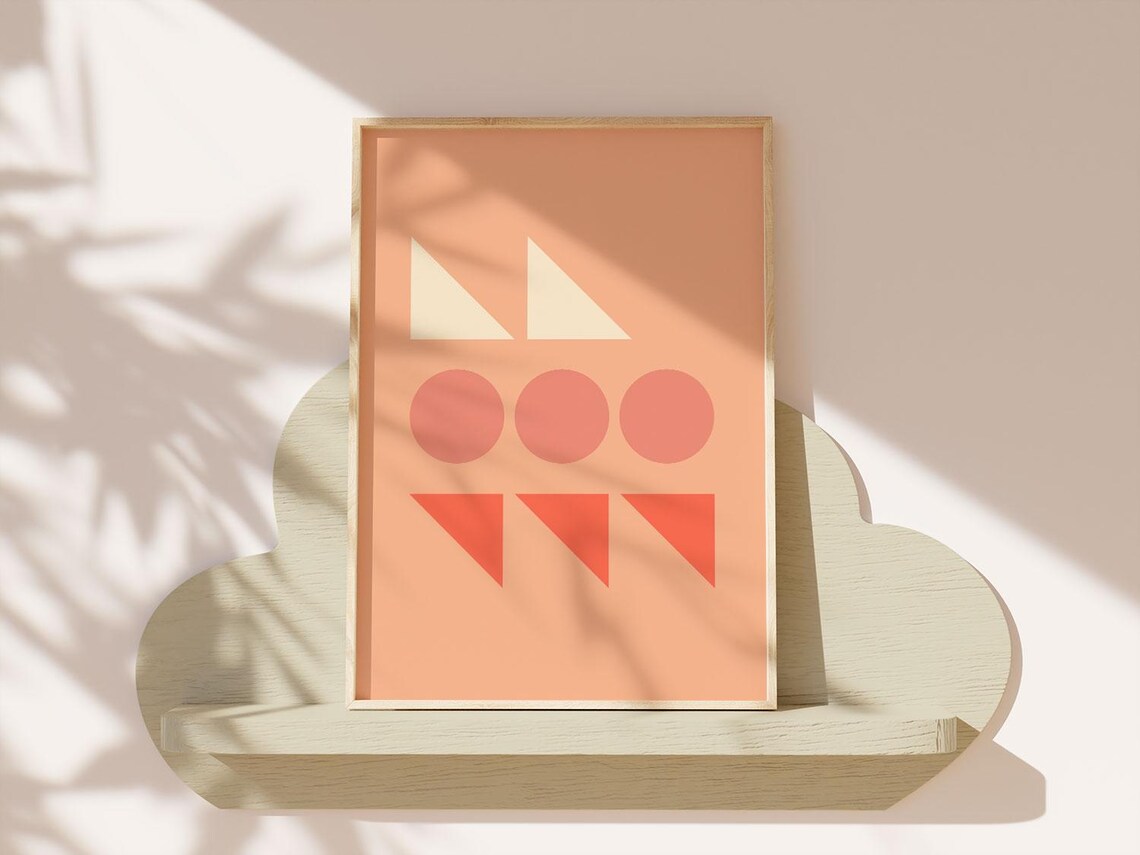 Peach Abstract Geometric Shapes Minimalist Modern Art Poster - Image 3