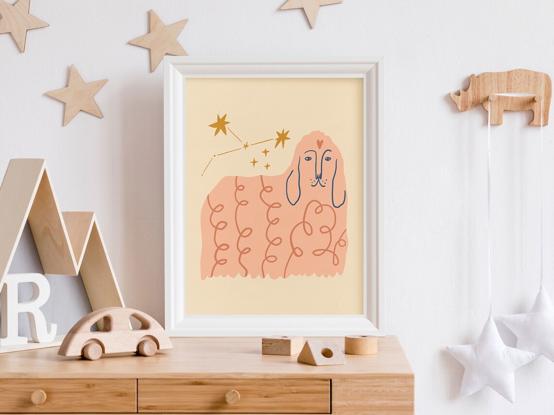 Happy Dog Boho Kids Poster, Retro Nursery Decor - Image 5