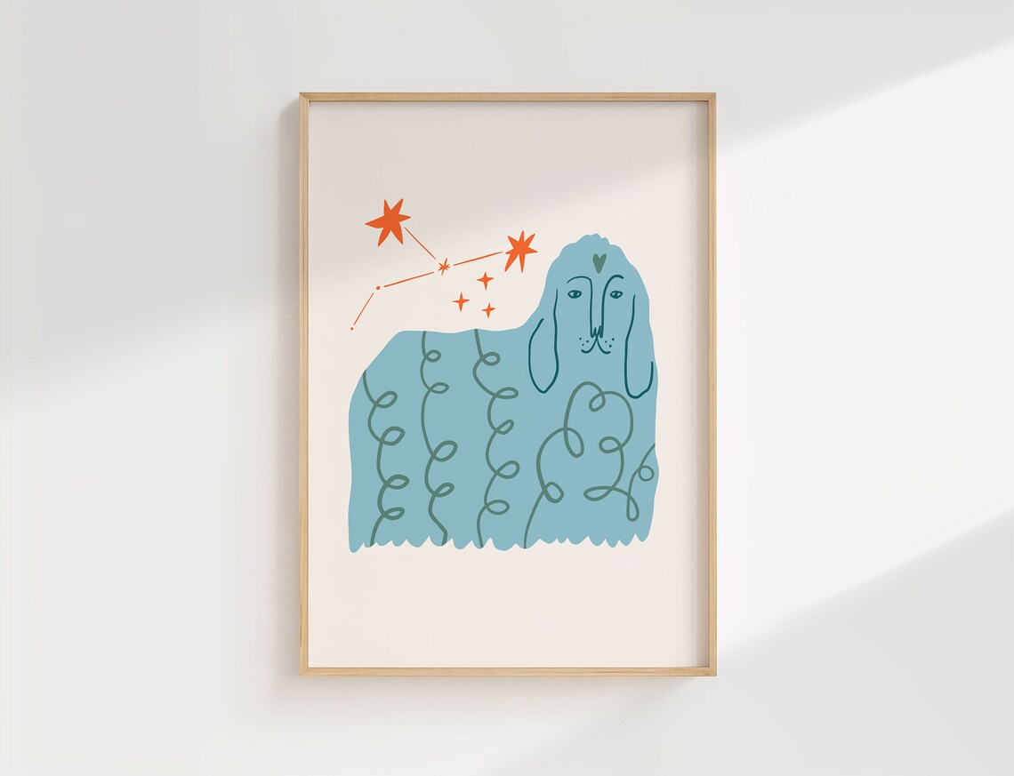 Quirky Dog Print, Boho Nursery Art Poster