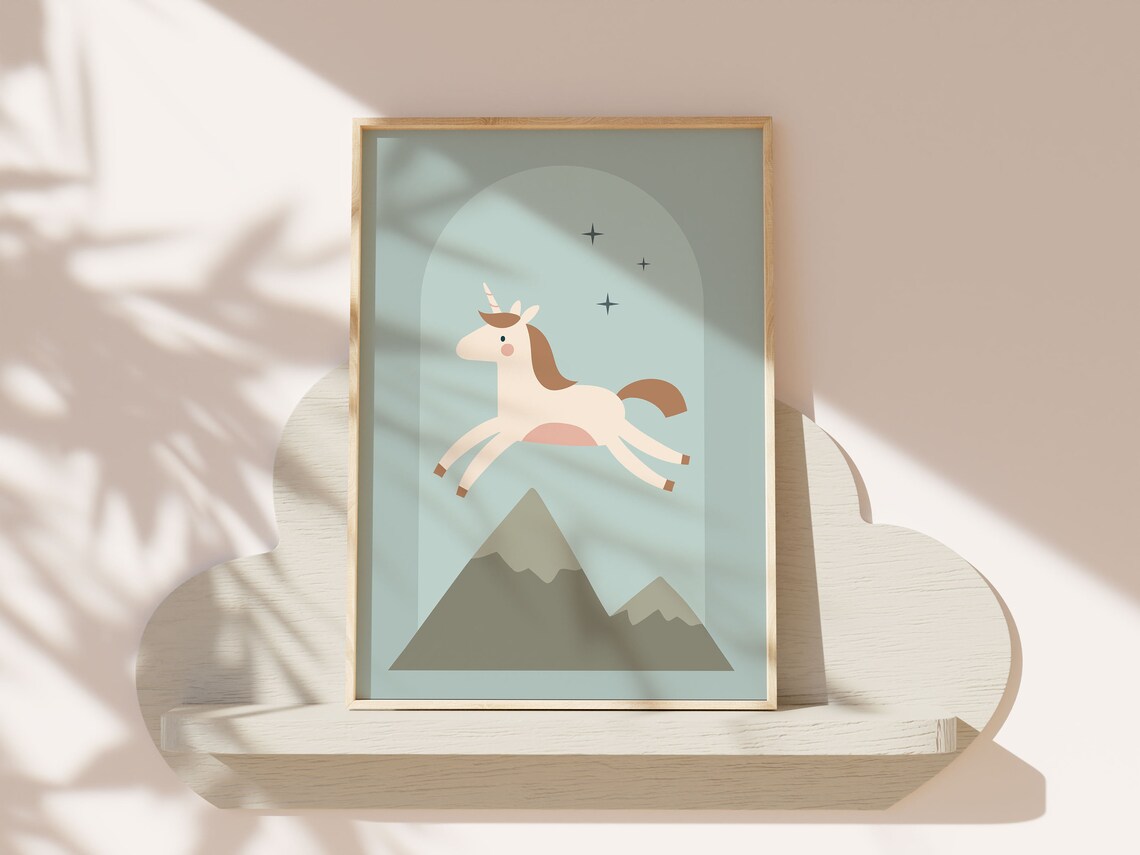Kids Unicorn Print, Boho Nursery Decor Art Print - Image 3