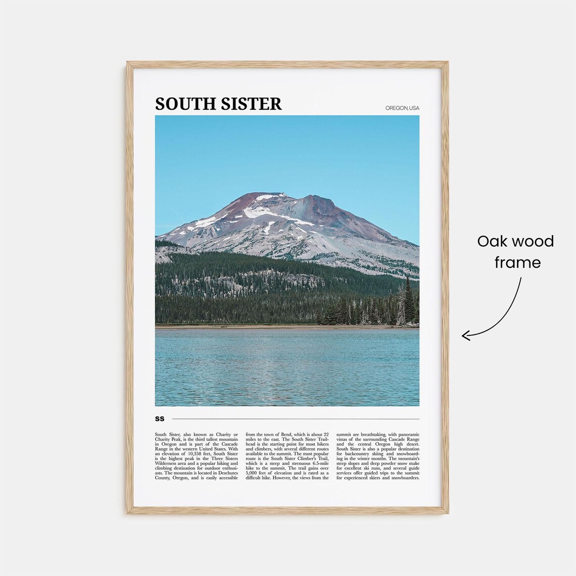 South Sister Oregon Cascade Volcano Peak Lake Photo Travel Poster - Image 3