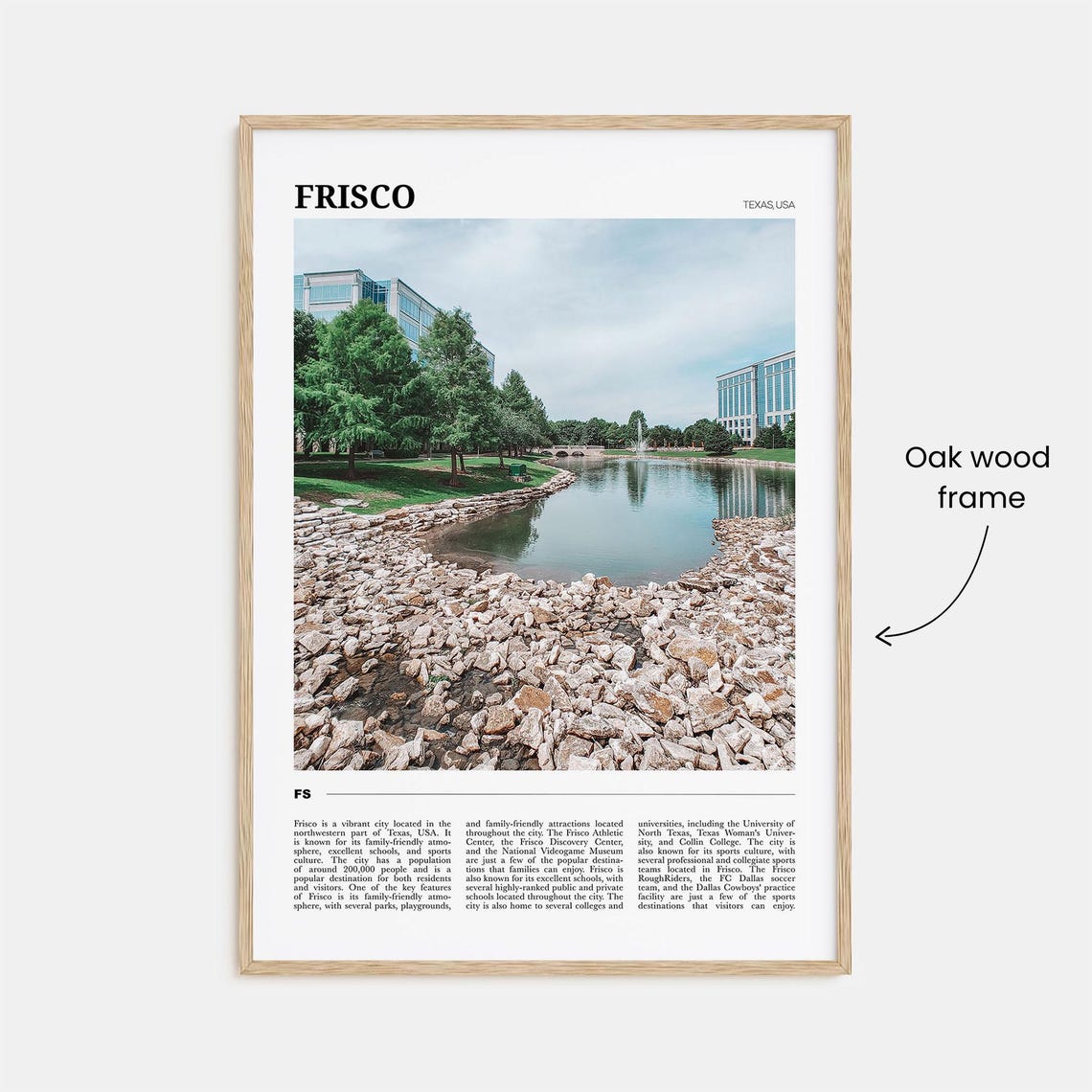 Frisco Texas USA Lakeside Park Modern Skyline Photo Travel Poster - Image 3
