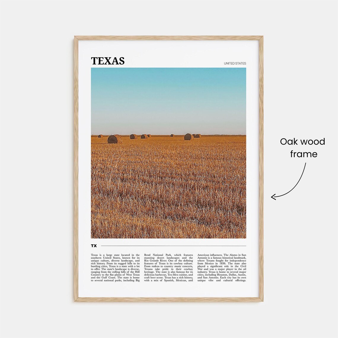 Texas USA Golden Field Hay Bales Prairie Photography Travel Poster - Image 3