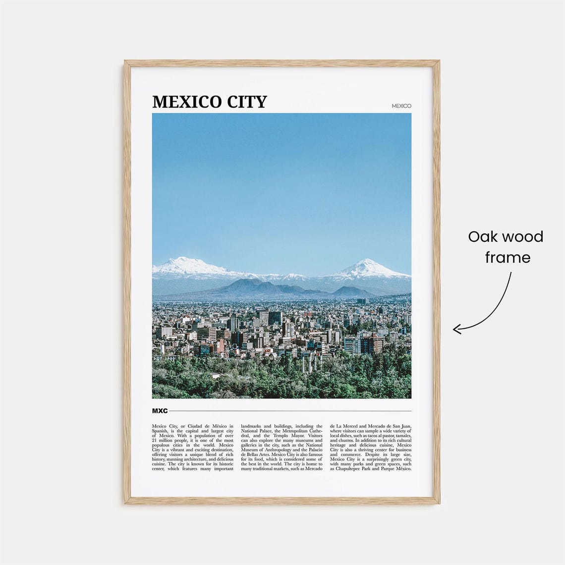 Mexico City Mexico Skyline Snowcapped Volcanoes Panorama Travel Poster - Image 3