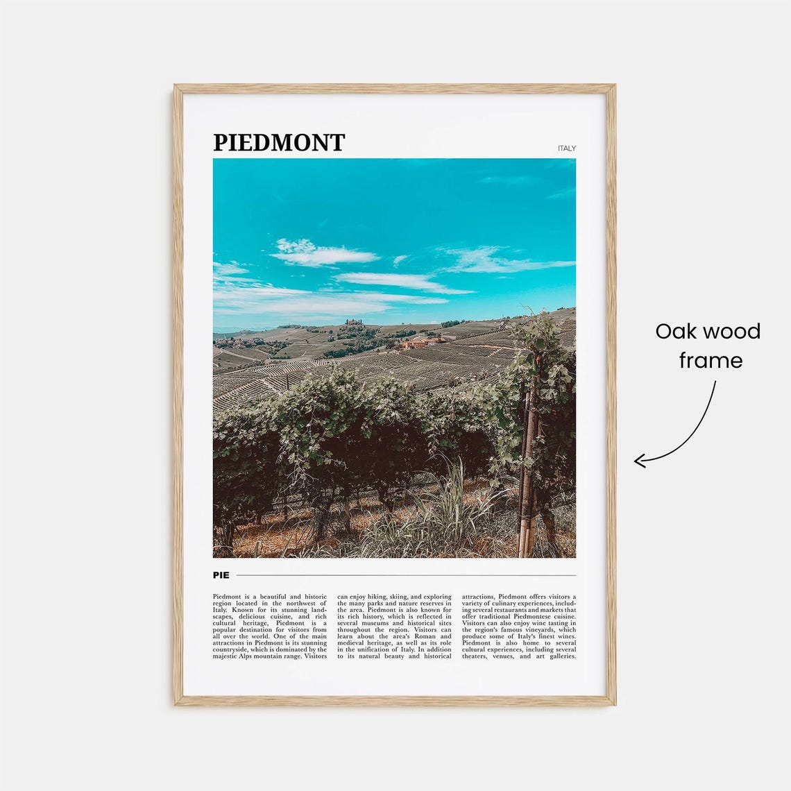 Piedmont Italy Vineyard Rolling Hills Countryside Travel Poster - Image 3