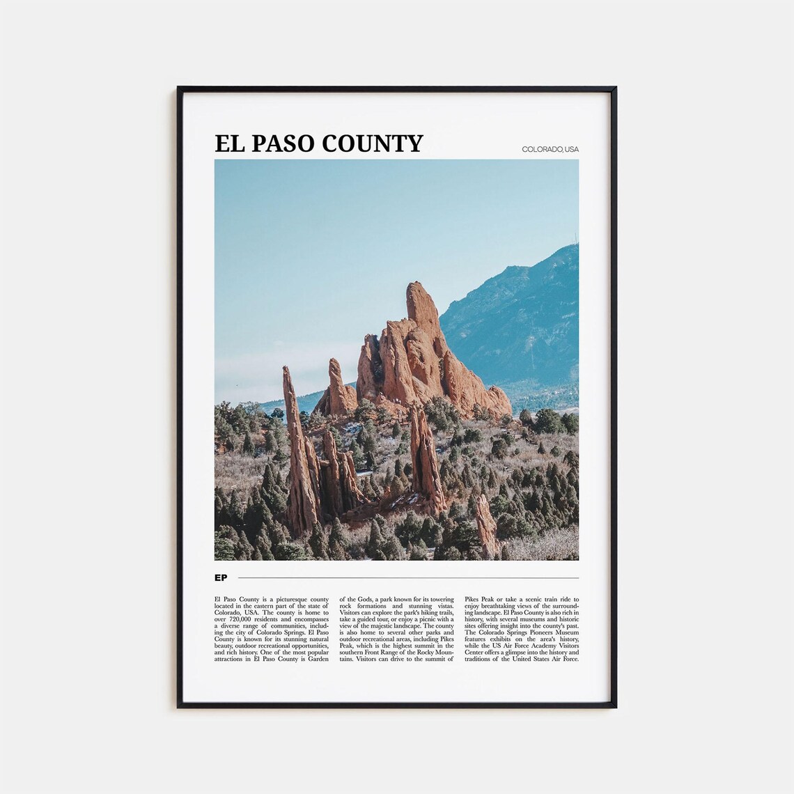 El Paso County Colorado Red Rock Spires Garden Photo Travel Poster