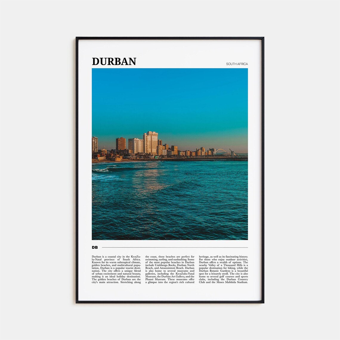 Durban Travel Poster, South Africa Wall Art Print