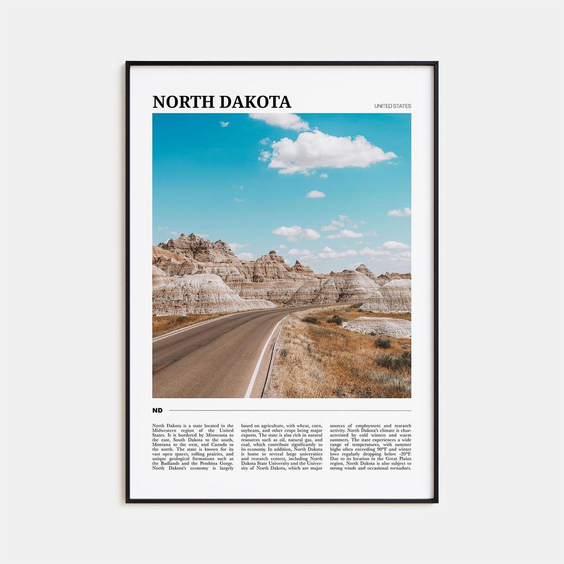 North Dakota Travel Poster North Dakota Wall Art North Dakota Poster Print North Dakota Photo North Dakota Decor United States