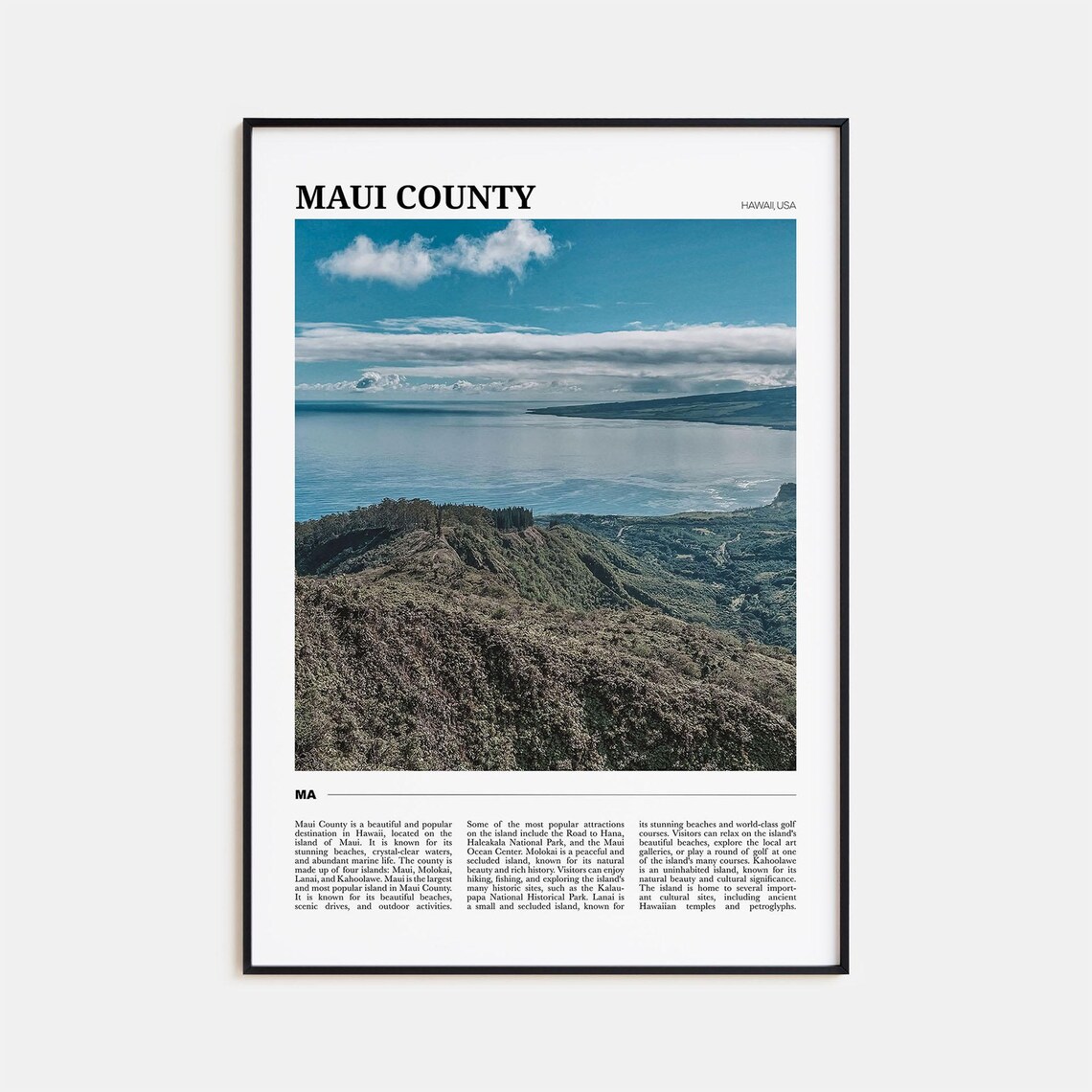Maui County Hawaii Lush Ocean Coastline Photography Travel Poster