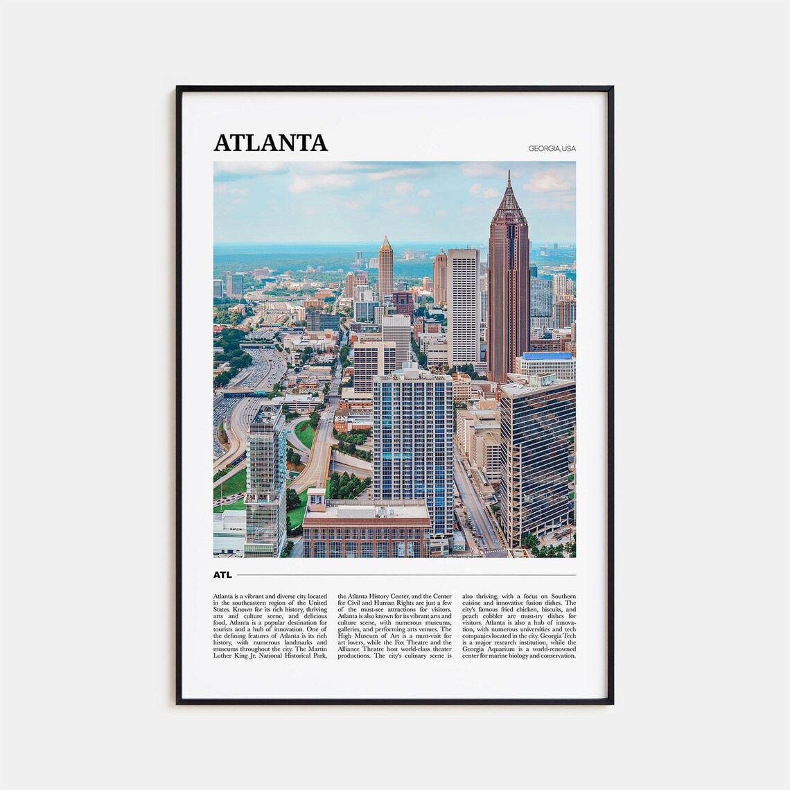 Atlanta Travel Poster No 1, Georgia USA Art Print