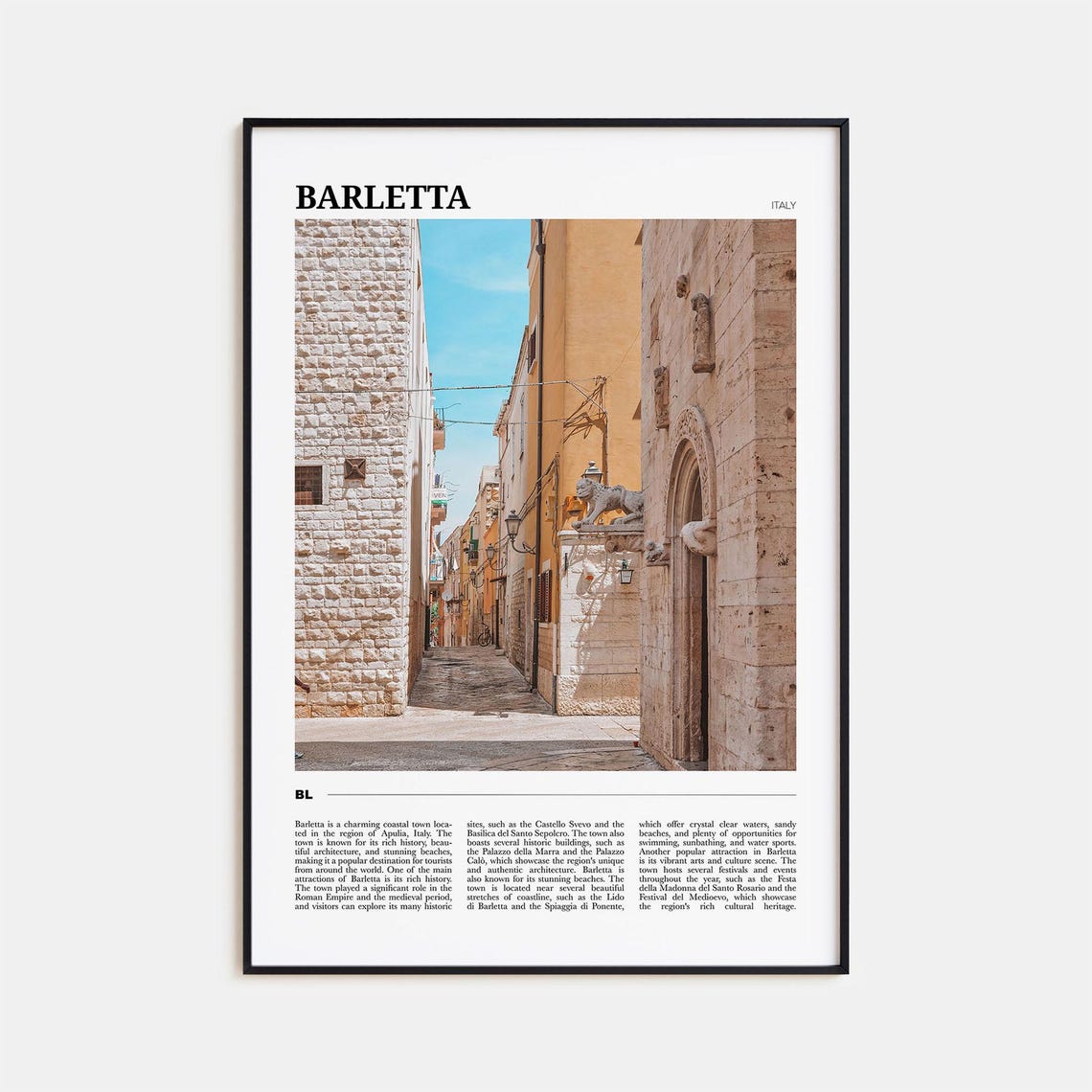 Barletta Italy Historic Old Town Stone Street Scene Travel Poster