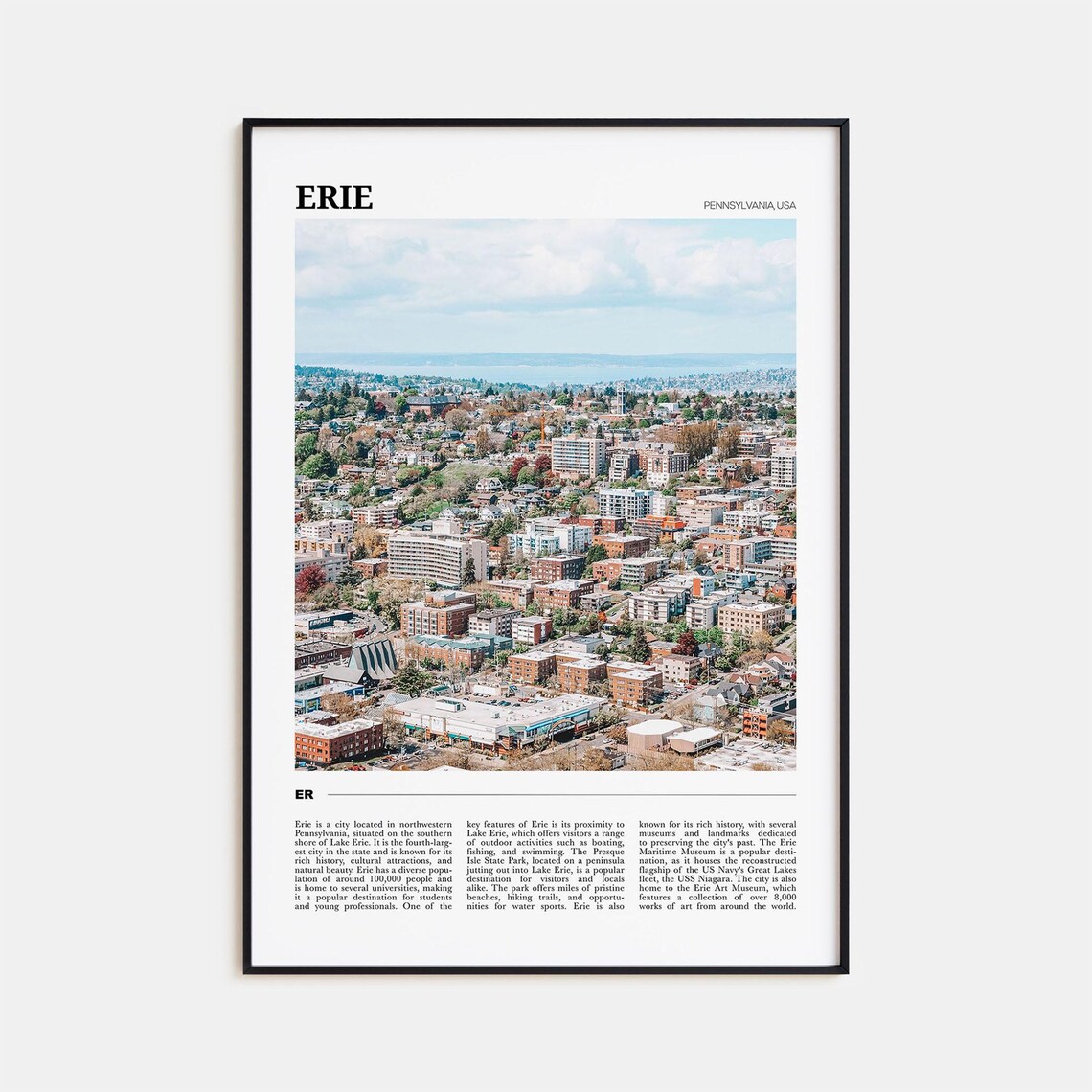 Erie Pennsylvania Lakeside City Aerial View Photography Poster