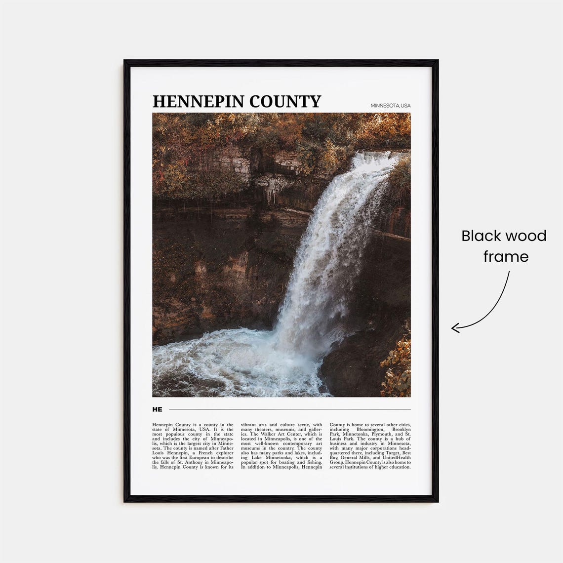 Hennepin County Minnesota USA Scenic Waterfall Nature Poster - Image 2
