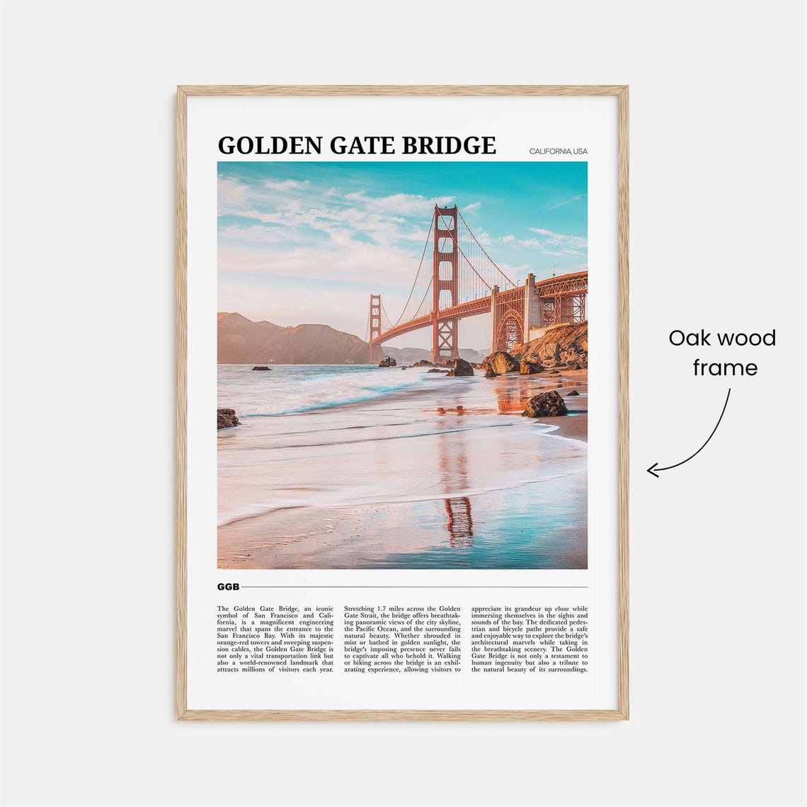 Golden Gate Bridge California Sunset Landmark Beach View Poster - Image 3