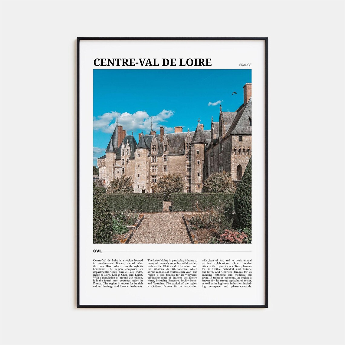 Centre Val de Loire France Loire Chateau Gardens Photo Travel Poster