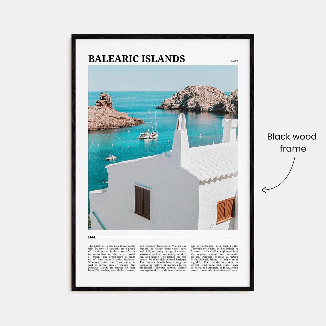 Balearic Islands Spain Whitewashed Village Bay Seascape Poster - Image 2