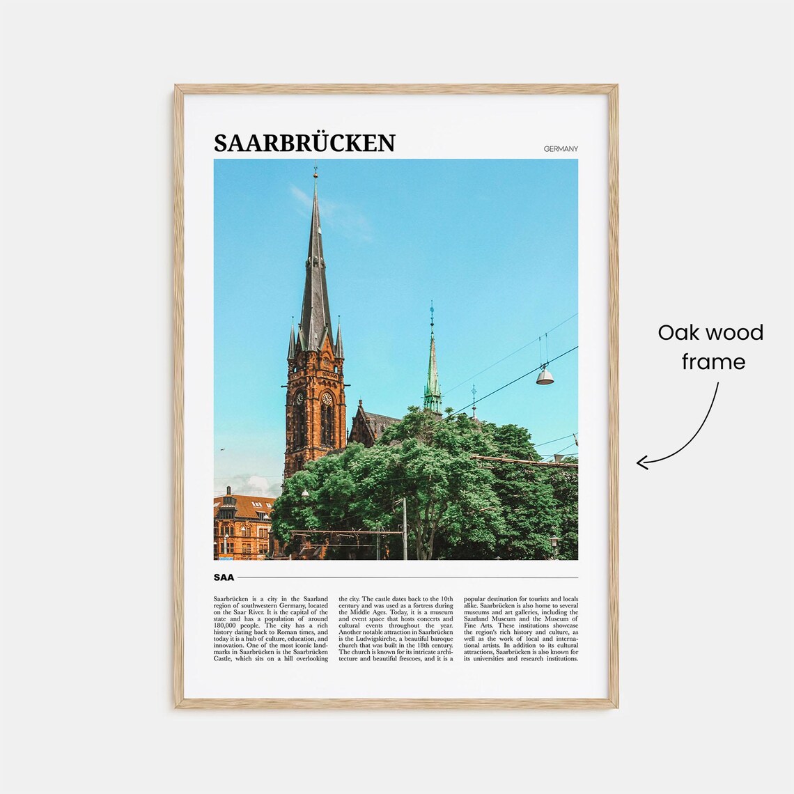 Saarbrücken Germany Church Spires Old Town Travel Photo Poster - Image 3