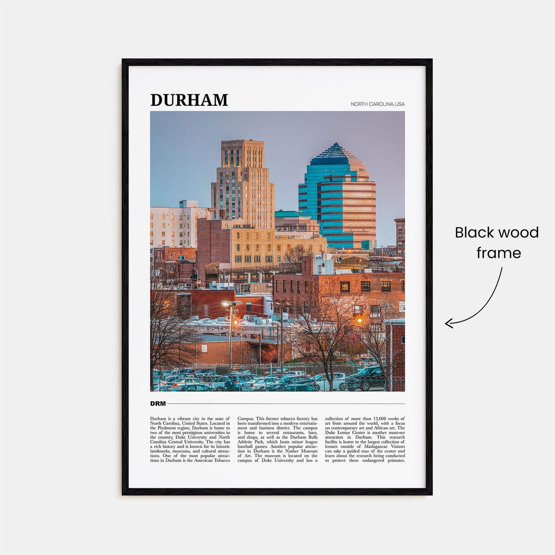 Durham North Carolina Downtown Skyline at Sunset Travel Poster - Image 2