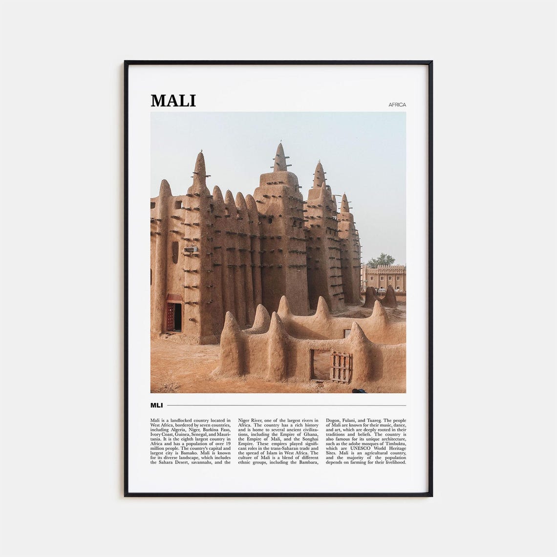 Mali Africa Great Mosque of Djenne Adobe Architecture Poster